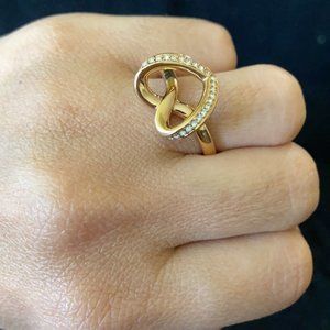 Swarovski Heart Rhinestone gold ring NWOT